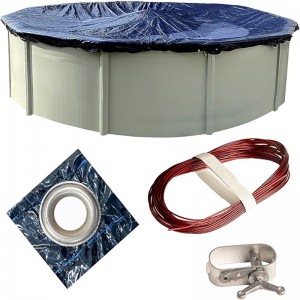 Above ground Pool Winter Cover 18’ Ft. Round, Includes Winch and Cable, Superior Strength & Durability, UV Protected, 18′, Solid Blue Above ground Pool Winter Cover 