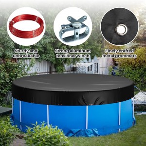 Above ground Pool Winter Cover 18’ Ft. Round, Includes Winch and Cable, Superior Strength & Durability, UV Protected, 18′, Solid Blue Above ground Pool Winter Cover 