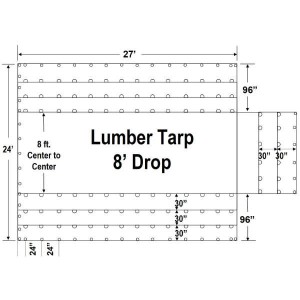 I-Flatbed Lumber Tarp Umsebenzi Osindayo 27′ x 24′ – 18 oz I-Vinyl Coated Polyester – Imigqa Emi-3 D-Rings