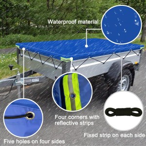 Plat Tarpaulin 208 x 114 x 10 cm Trailer Cover PVC Waterproof thiab Tear-Resistant Tarpaulin6