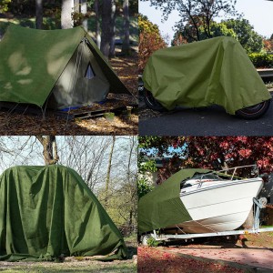 Heavy Duty Waterproof Organic Silicone Coated Canvas Tarps mei Grommets en fersterke rânen Waterproof Organic Silicone Coated Canvas Tarps 5