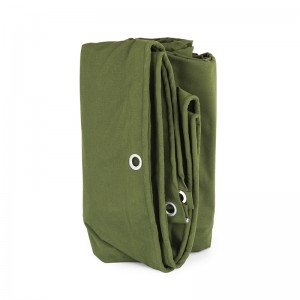 12′ x 20′ 12oz Ruwan Ruwa Mai Ruwa Mai Ruwa Mai Ruwa Mai Tsaya Green Canvas Tarp don Murfin Rufin Rufin Lambun Waje 2