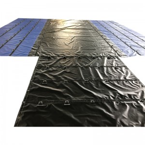 24'*27'+8'x8' Lieljaudas vinila ūdensnecaurlaidīgs melns plakanvirsmas zāģmateriāla segums Truck Cover zāģmateriālu brezents 2