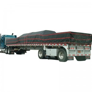 24'* 27'+8′x8′ Vinyl Dyletswydd Trwm Gwrth-ddŵr Du Gwelyau Gwastad Lumber Tarp Tryc Gorchuddio tarp lumber 6